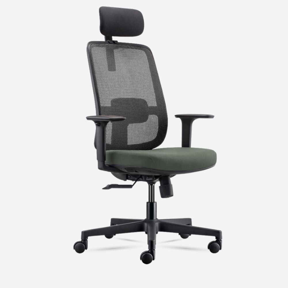Silla Lotto Negra con cabecera | Silla Ergonómica con cabecera Visso